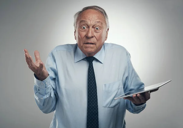 Heb Geen Idee Hoe Dit Moet Gebruiken Een Senior Zakenman — Stockfoto