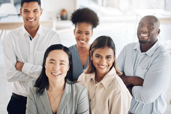 Empresários Retrato Equipe Diversidade Felizes Trabalhando Juntos Mentalidade Profissional Com — Fotografia de Stock