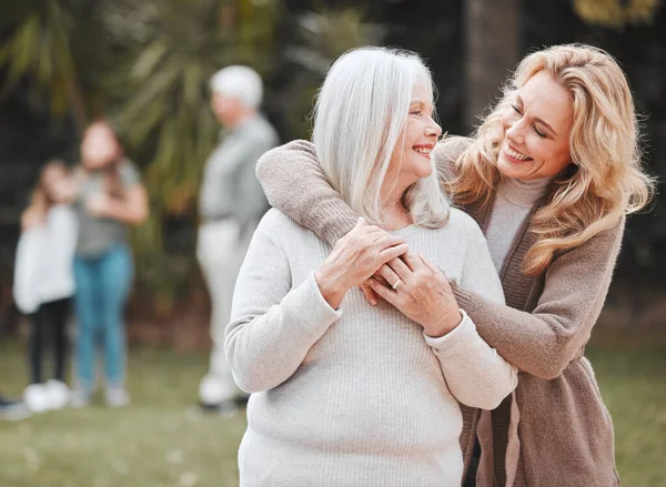Mother One Person Tell All Secrets Woman Standing Her Elderly — Stock Photo, Image