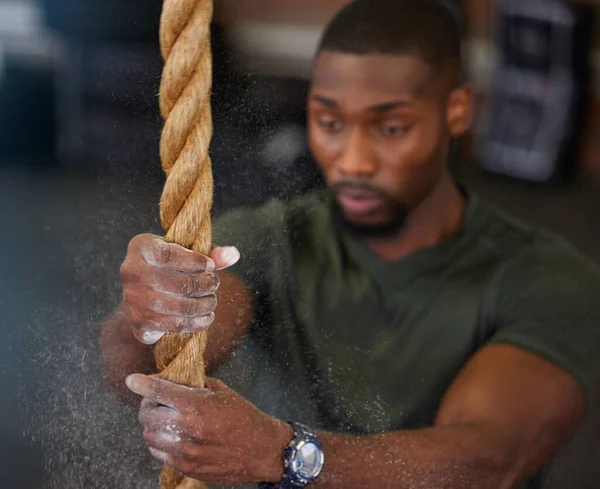 Fitness Kötél Fekete Ember Képzés Por Testmozgás Állóképesség Egyensúly Egészséges — Stock Fotó