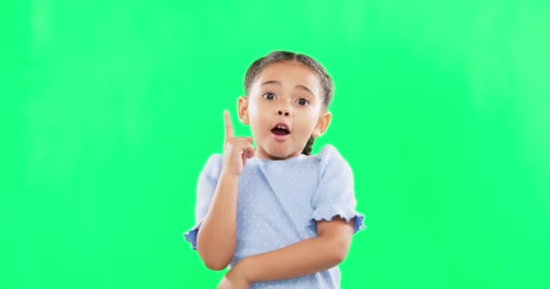 Twarz Zielony Ekran Dziecko Studio Pomysłem Odpowiedź Lub Rozwiązanie Szczęśliwy — Wideo stockowe