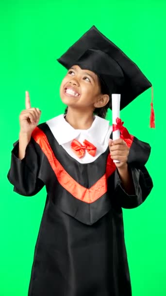 Graduação Educação Ponto Criança Tela Verde Para Pós Graduação Cerimônia — Vídeo de Stock