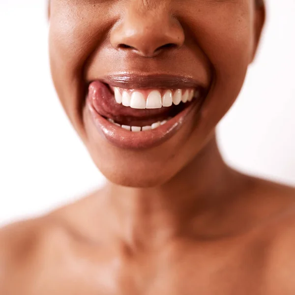 Look Sparking White Smile Closeup Shot Beautiful Young Woman Posing — Stock Photo, Image