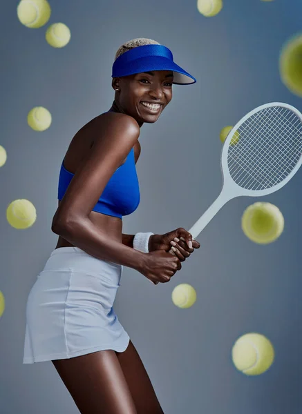 Tennis Est Comme Thérapie Plan Studio Une Jeune Femme Sportive — Photo