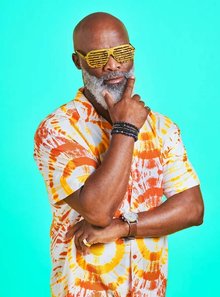 Llámame Grandaddy Cool Retrato Hombre Mayor Funky Elegante Con Gafas — Foto de Stock