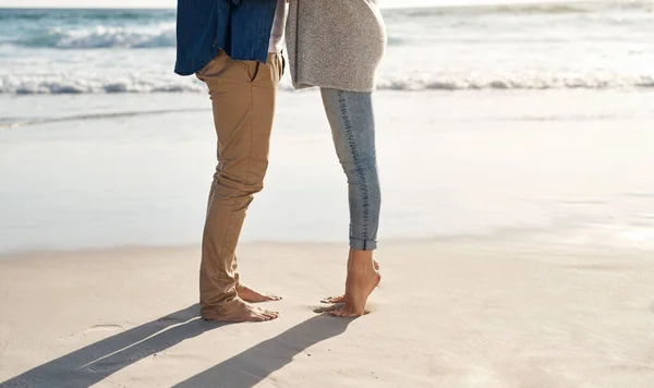 Лучшего Места Влюбиться Неузнаваемая Пара Проводящая Время Вместе Пляже — стоковое фото