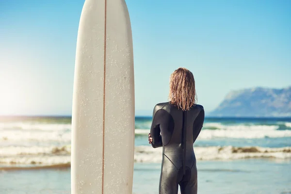 Always Take Scenic Route Handsome Young Man Beach His Surfboard — Stock Photo, Image