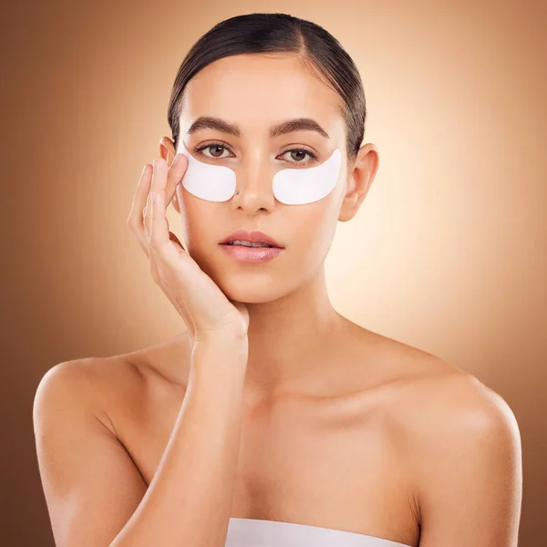 Skincare Portrait Woman Eye Patch Studio Dermatology Face Healthcare Beauty — Stock Photo, Image