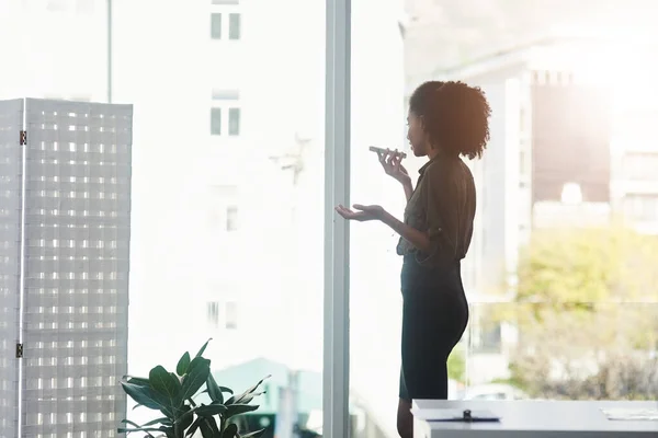 Technology Makes Life Easier You Young Businesswoman Standing Her Office — Stock Photo, Image