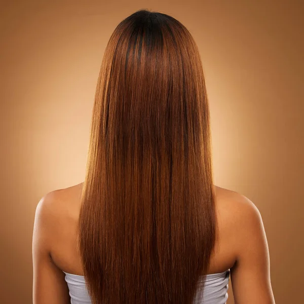 Zadní Část Vlasů Krásy Ženy Studiu Pro Šampon Wellness Keratin — Stock fotografie