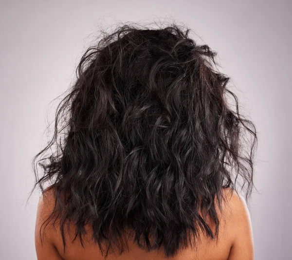 Piękno Szalone Włosy Zbliżenie Kobiety Powrotem Zdrowym Wellness Fryzury Kosmetyczny — Zdjęcie stockowe