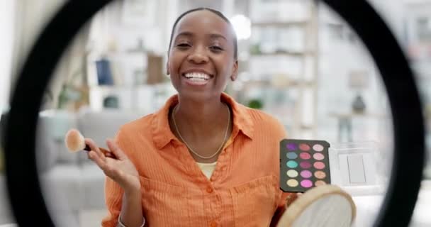 Μαύρη Γυναίκα Makeup Influencer Και Social Media Live Streaming Ομορφιά — Αρχείο Βίντεο