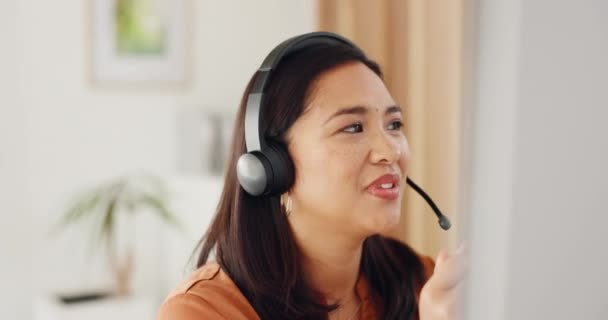 Callcenter Frau Kommunikation Und Online Kundenbetreuung Mit Beratung Kontaktieren Sie — Stockvideo