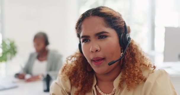 Negocios Call Center Mujer Para Telemarketing Consultoría Conversación Oficina Agente — Vídeo de stock