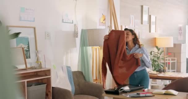Mode Commerce Détail Propriétaire Entreprise Femme Avec Contrôle Qualité Production — Video