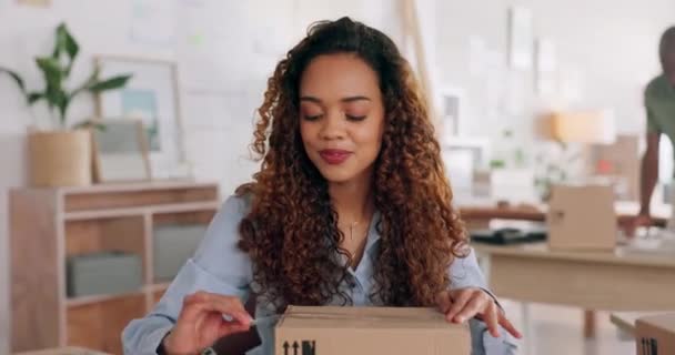 Commerce Lieferung Und Mitarbeiter Verpackung Box Produkt Oder Lager Für — Stockvideo