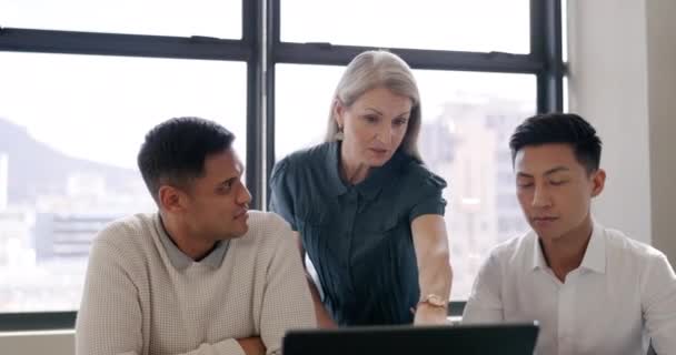 Forretningsfolk Laptop Coaching Samtale Kontoret Planlægning Vision Mål Corporate Woman – Stock-video