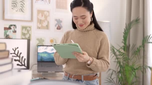Grafický Designér Umělec Kreativní Tabletu Ženy Číny Pracující Technologii Digitální — Stock video