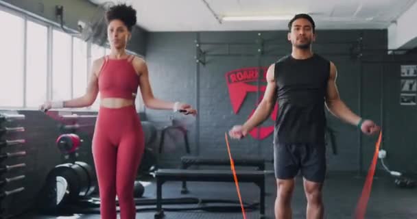 Lompat Tali Dan Pasangan Pelatihan Untuk Kebugaran Olahraga Dan Energi — Stok Video