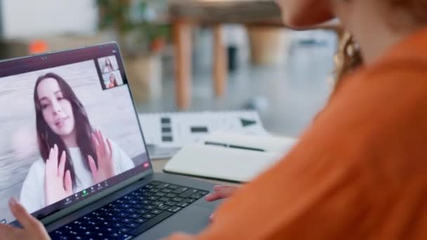Zoom Toplantısı Videosu Görüşmesi Kadın Takım Çalışması Işbirliği Stratejisi Pazarlama — Stok video