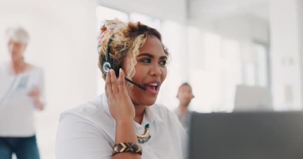 Vrouw Call Center Contact Met Ons Met Telefoongesprek Crm Communicatie — Stockvideo