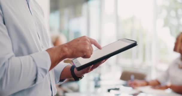 Business Technologie Vrouw Hands Tablet Kantoor Voor Planning Ideeën Onderzoek — Stockvideo