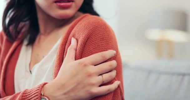 Simțirea Rănirea Mâna Unei Femei Dureri Braț Accident Tulpină Musculară — Videoclip de stoc
