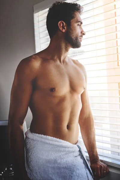 Its Gonna Beautiful Day Handsome Young Man Standing His Bedroom — Stock Photo, Image