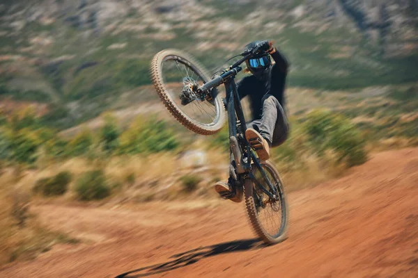 Ciclismo Treinamento Pessoa Bicicleta Campo Para Esportes Radicais Adrenalina Diversão — Fotografia de Stock