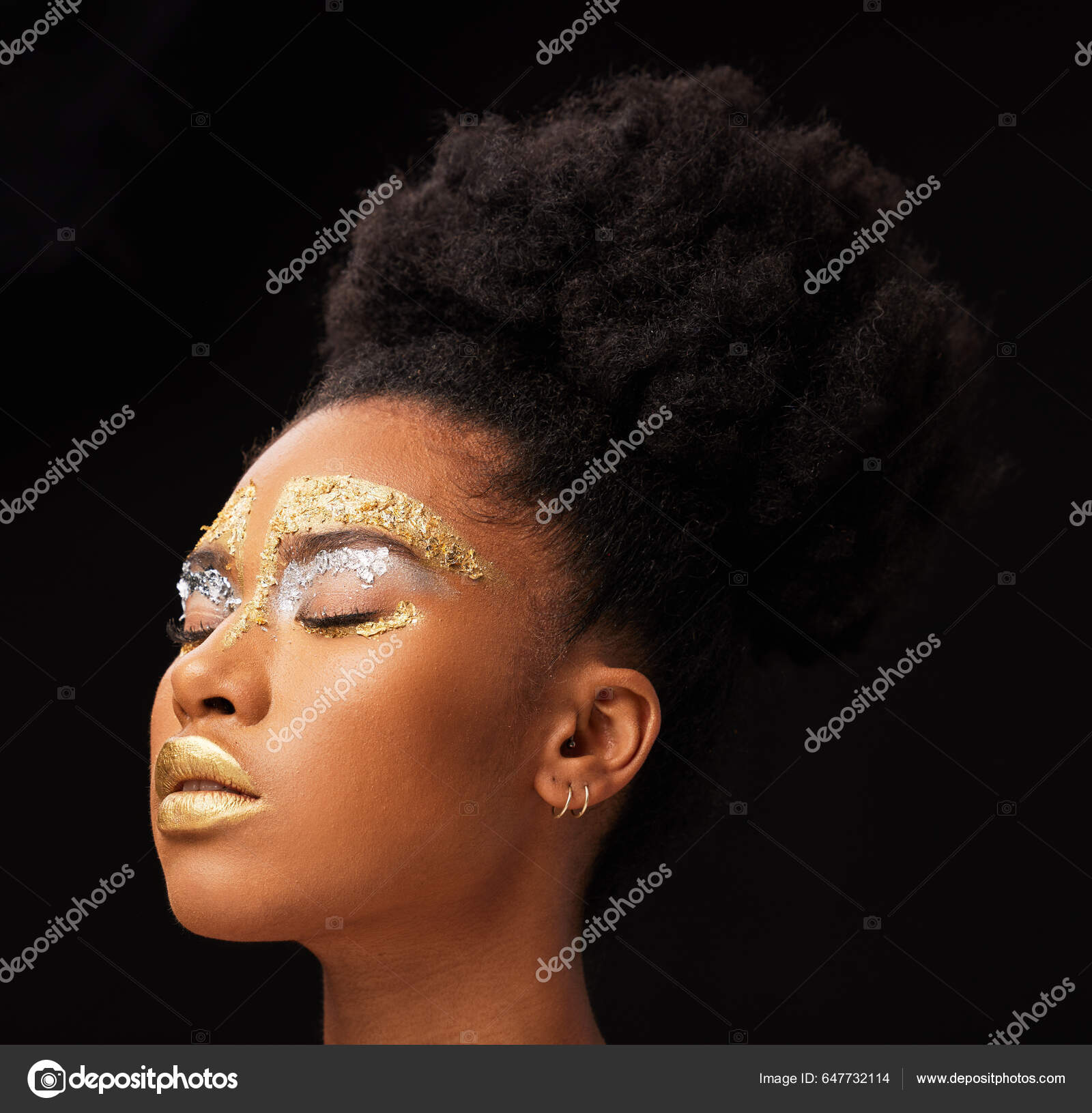 Beauty Gold Glow Black Woman Makeup
