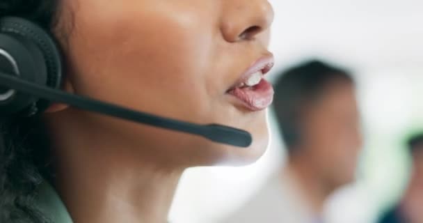 Suporte Cliente Comunicação Boca Consultor Call Center Falando Microfone Telecomunicações — Vídeo de Stock