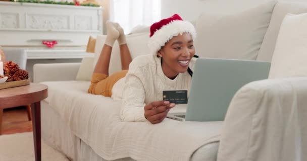 Wanita Laptop Atau Kartu Kredit Dalam Ecommerce Natal Belanja Online — Stok Video