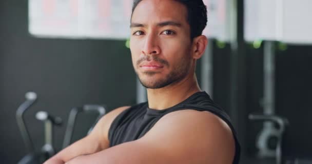 Portrait Visage Fitness Homme Salle Gym Avec Une Expression Faciale — Video