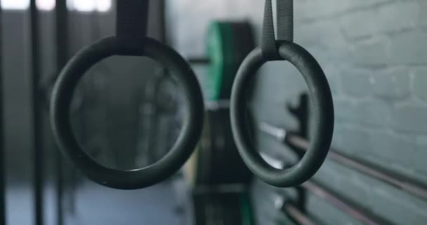 Фітнес Фізичні Вправи Кільця Тренажерному Залі Тренувань Здоров Тренувань Порожньому — стокове відео