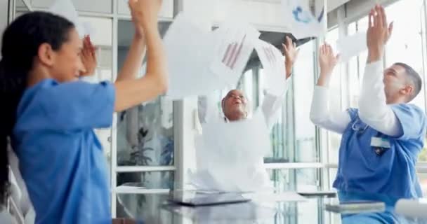Doctor Team Applaus Voor Overwinning Overwinning Medische Prestatie Teamwork Het — Stockvideo