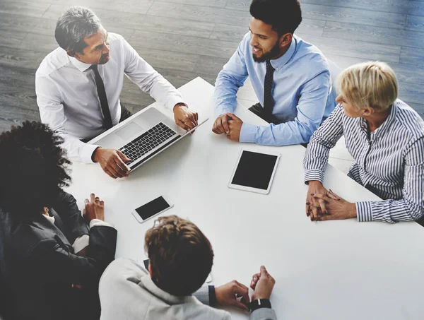 Especialistas Sucesso Grupo Empresários Que Têm Uma Reunião Num Escritório — Fotografia de Stock