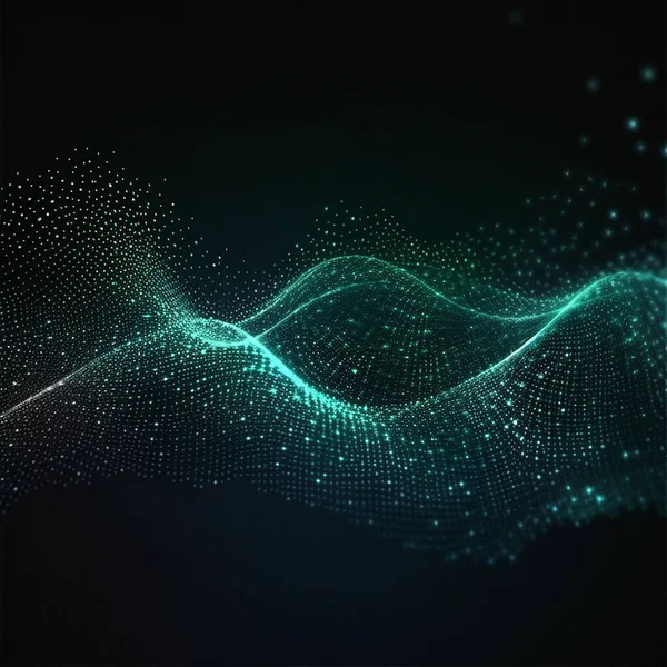 Data, internet and futuristic background wave, with blue connection, abstract and technology illustration for big data, AI or a network or stream of communication, science or music. Blockchain, cloud.