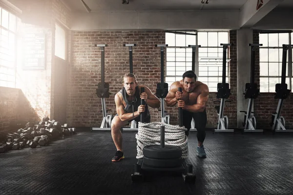 You Can Conquer Anything Strong Mindset Two Muscular Young Men — Stock Photo, Image