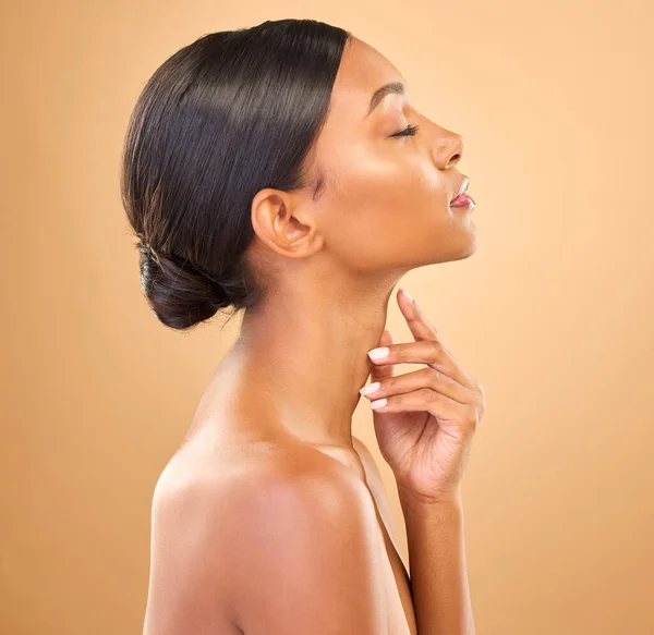 Perfil Facial Belleza Cuidado Piel Mujer Estudio Para Cosméticos Dermatología — Foto de Stock