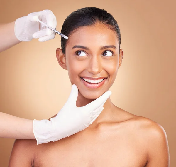 Woman Face Injection Beauty Needle Dermatology Skincare Plastic Surgery Studio — Stock Photo, Image