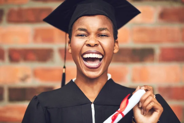 Azok Hosszú Éjszakák Nem Semmiért Voltak Egy Boldog Fiatal Diplomás — Stock Fotó