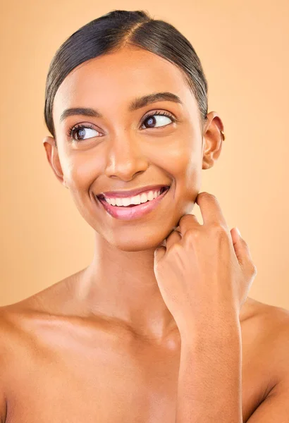 Schoonheid Huidverzorging Glimlach Van Vrouw Studio Voor Gloed Cosmetica Dermatologie — Stockfoto
