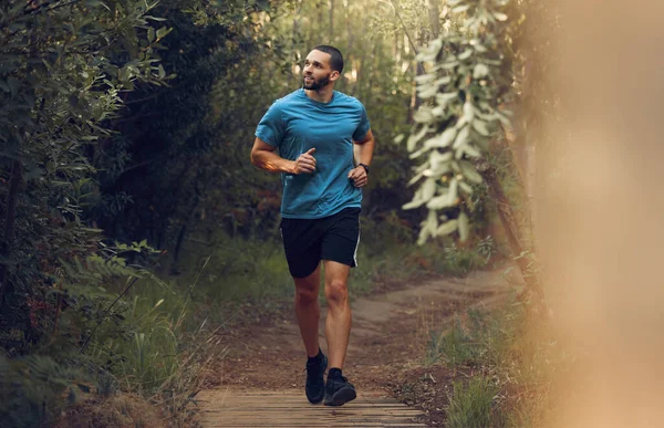 Hardlopen Fitnessman Bos Lopen Een Parcours Voor Oefening Training Training — Stockfoto