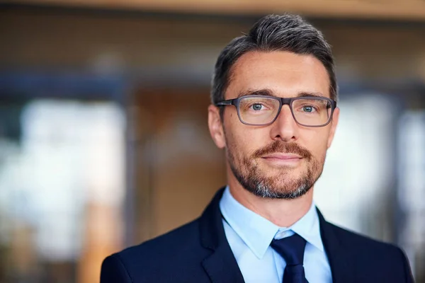 stock image Business magnate. Portrait of a confident businessman in an office