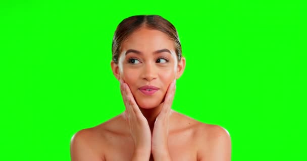 Beauty Makeup Hand Face Woman Studio Wellness Cosmetics Care Green — Stock Video