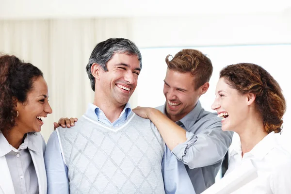 Youve Done Great Job Group Positive Young Designers Laughing Together — Stock Photo, Image