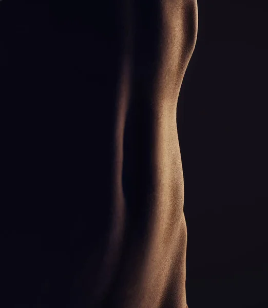 Desnudo Estómago Silueta Mujer Primer Plano Estética Sexy Oscura Arte —  Fotos de Stock