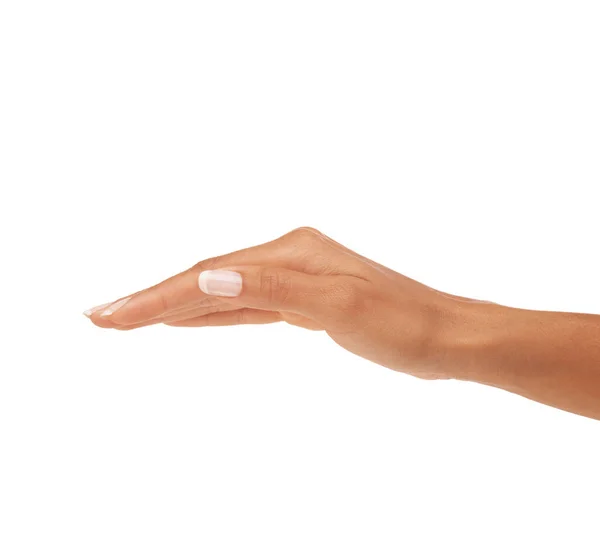 Απαλό Και Θηλυκό Ένα Νεαρό Γυναικείο Χέρι Απομονωμένο Λευκό Φόντο — Φωτογραφία Αρχείου