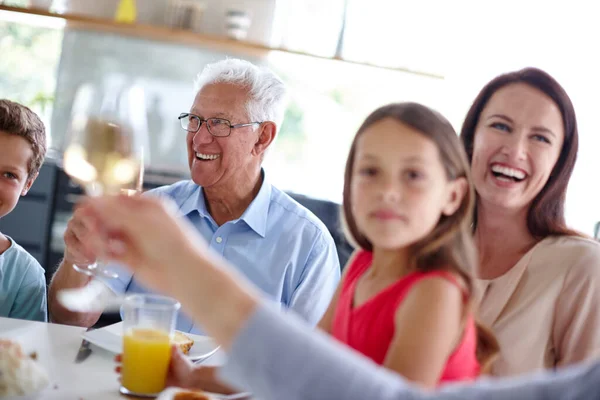 Day Overflowing Happiness Happy Multi Generational Family Having Meal Together — Stock Photo, Image