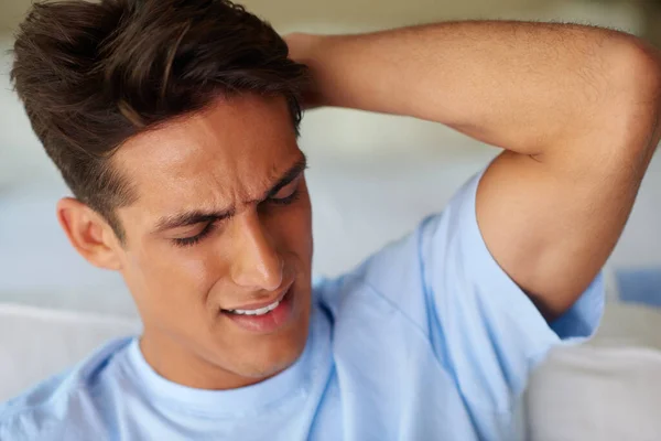 Did Pain Come Young Man Suffering Headache — Stock Photo, Image